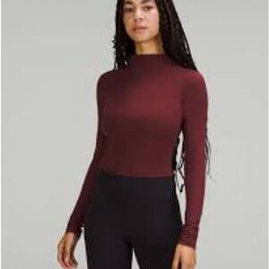 New! Lululemon All Aligned Mock Neck Long Sleeve xs red Merlot